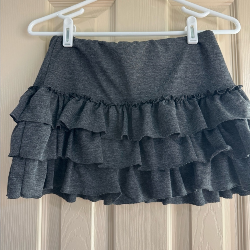 Kimchi Blue Charcoal Ruffled Mini Skirt